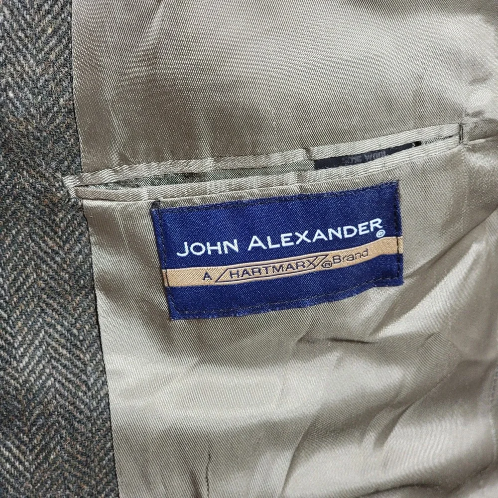 John Alexander Hart Schaffner Men's Sport Coat Blazer Green Wool Herringbone 41R